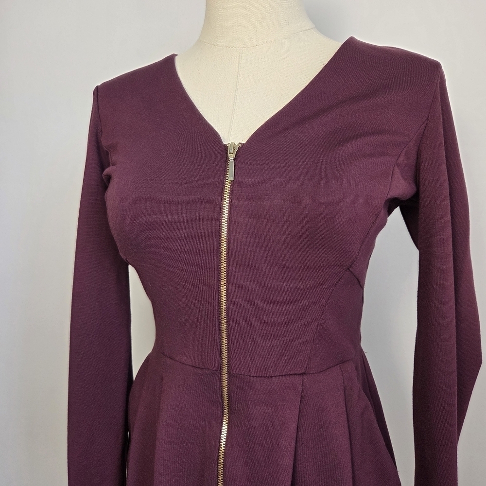 Dynamite Purple Sheath Dress Long Sleeve V-Neck - Picture 3 of 12